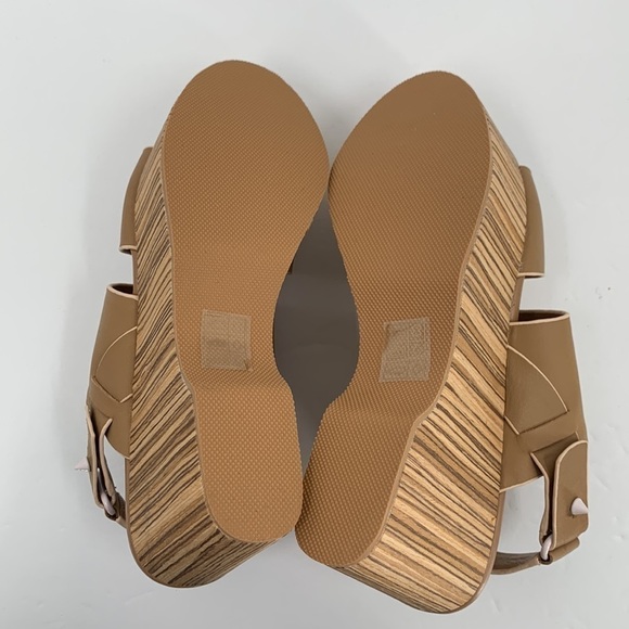 Kelsi Dagger Nash platform wedge sandal shoe nude tan leather double strap new 6 - Picture 6 of 7